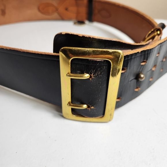 British Military Black/Brass Genuine Bridle Cowhide Leather Sam Browne Belt |44| - Picture 4 of 14